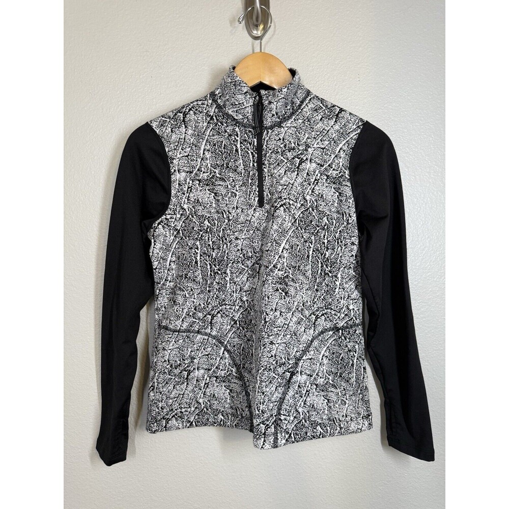 Avia Black & White Speckled Womens Athletic Jacket Size XS 0-2 Running 1/4 Zip